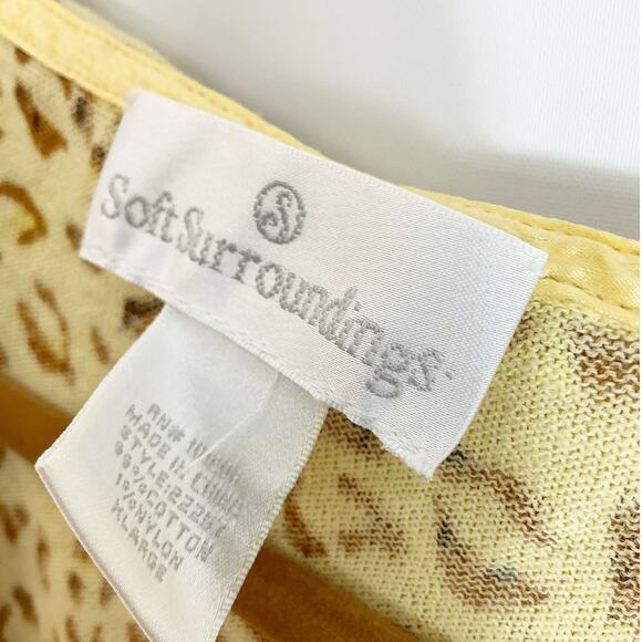 Soft Surroundings Women Hooded Cardigan Sweater Top Yellow Animal Print XL - Picture 2 of 5